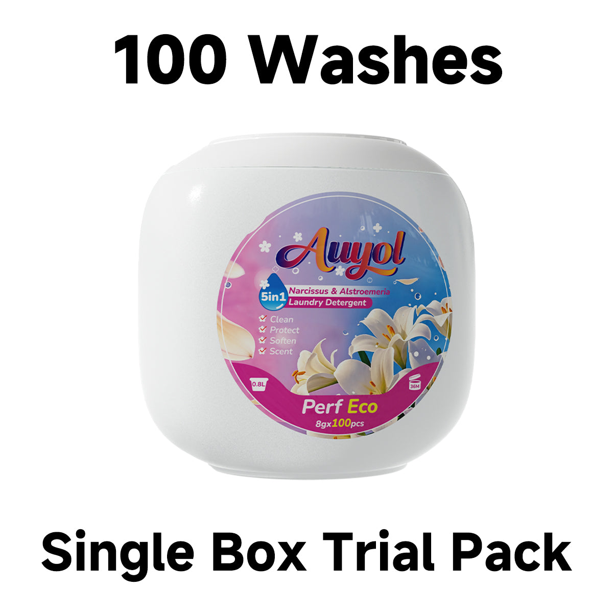 Auyol 5 in 1 Laundry Pods Non-bio Ultra-concentrated Lily Fragrance detergent Long Lasting scent booster softener Travel Laundry Beads Laundry Detergent Laundry power clean 200/ 100pcs C